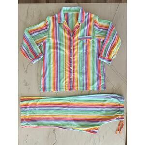Vintage Y2K Victoria's Secret Rainbow 100% Cotton Pajamas,. Women size Medium